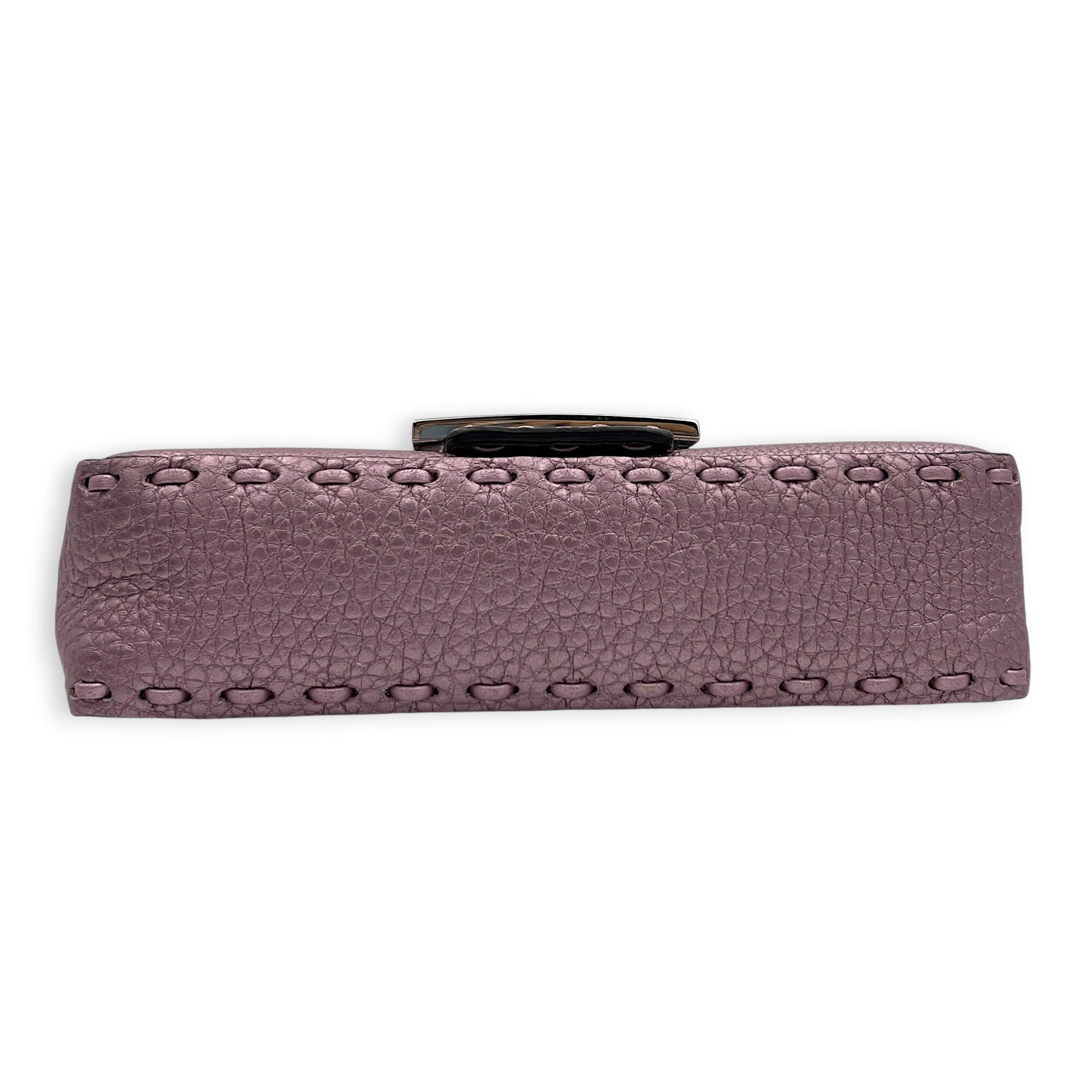 Selleria Baguette Mini Purple Top Handle Bag in Calfskin, Silver hardware