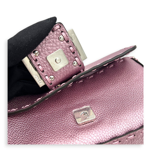 Selleria Baguette Mini Purple Top Handle Bag in Calfskin, Silver hardware