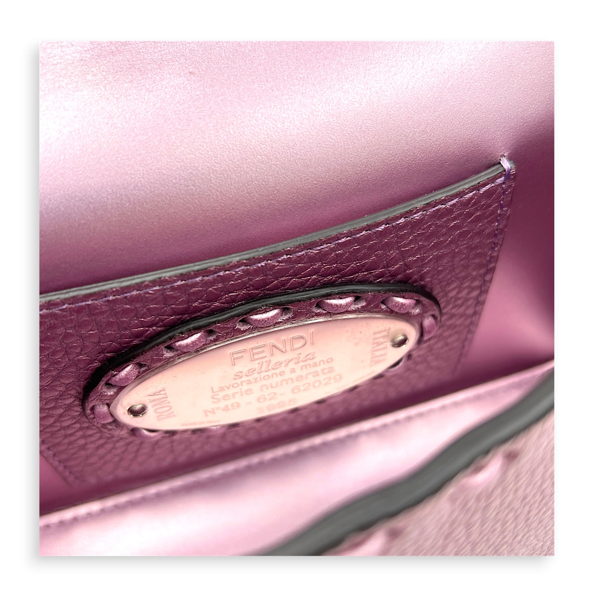Selleria Baguette Mini Purple Top Handle Bag in Calfskin, Silver hardware