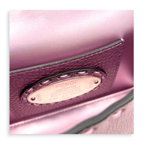Selleria Baguette Mini Purple Top Handle Bag in Calfskin, Silver hardware