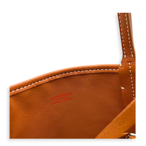 Anjou Mini Black/Tan Tote Bag in Coated Canvas, Silver hardware
