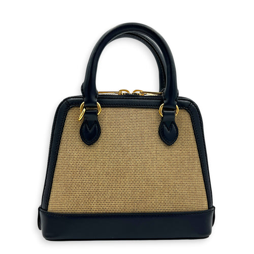 Horsebit 1955 Blue Top Handle Bag in Jute, Gold hardware