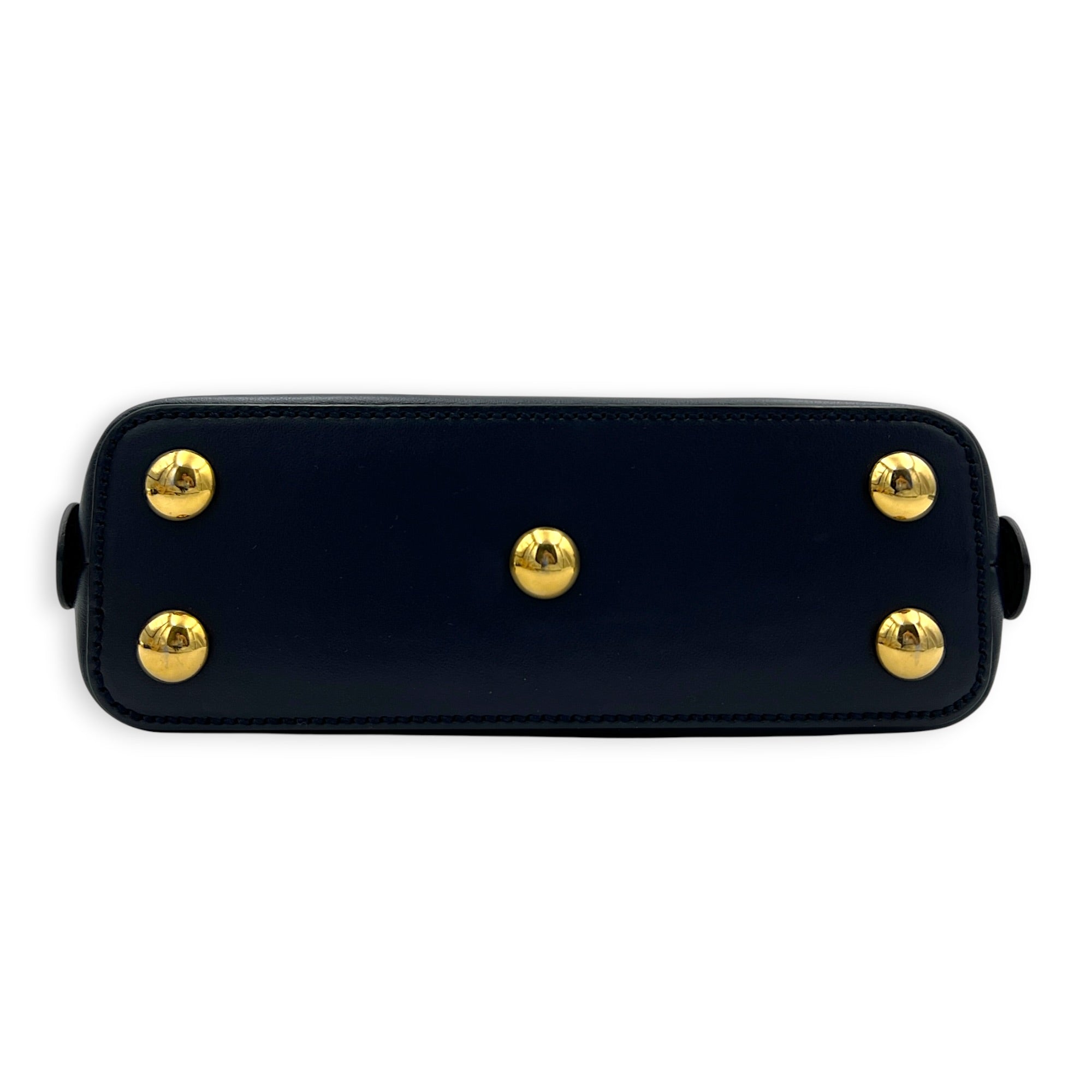 Horsebit 1955 Blue Top Handle Bag in Jute, Gold hardware