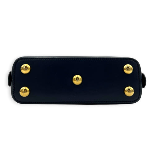 Horsebit 1955 Blue Top Handle Bag in Jute, Gold hardware
