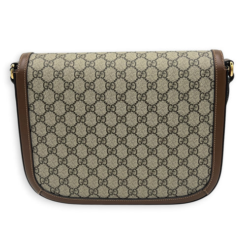 Horsebit 1955 Brown Crossbody Bag in Coated Canvas, Gold hardware
