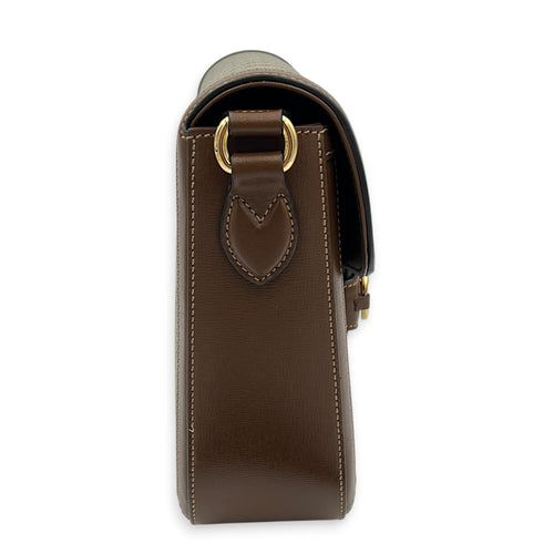 Horsebit 1955 Brown Crossbody Bag in Coated Canvas, Gold hardware
