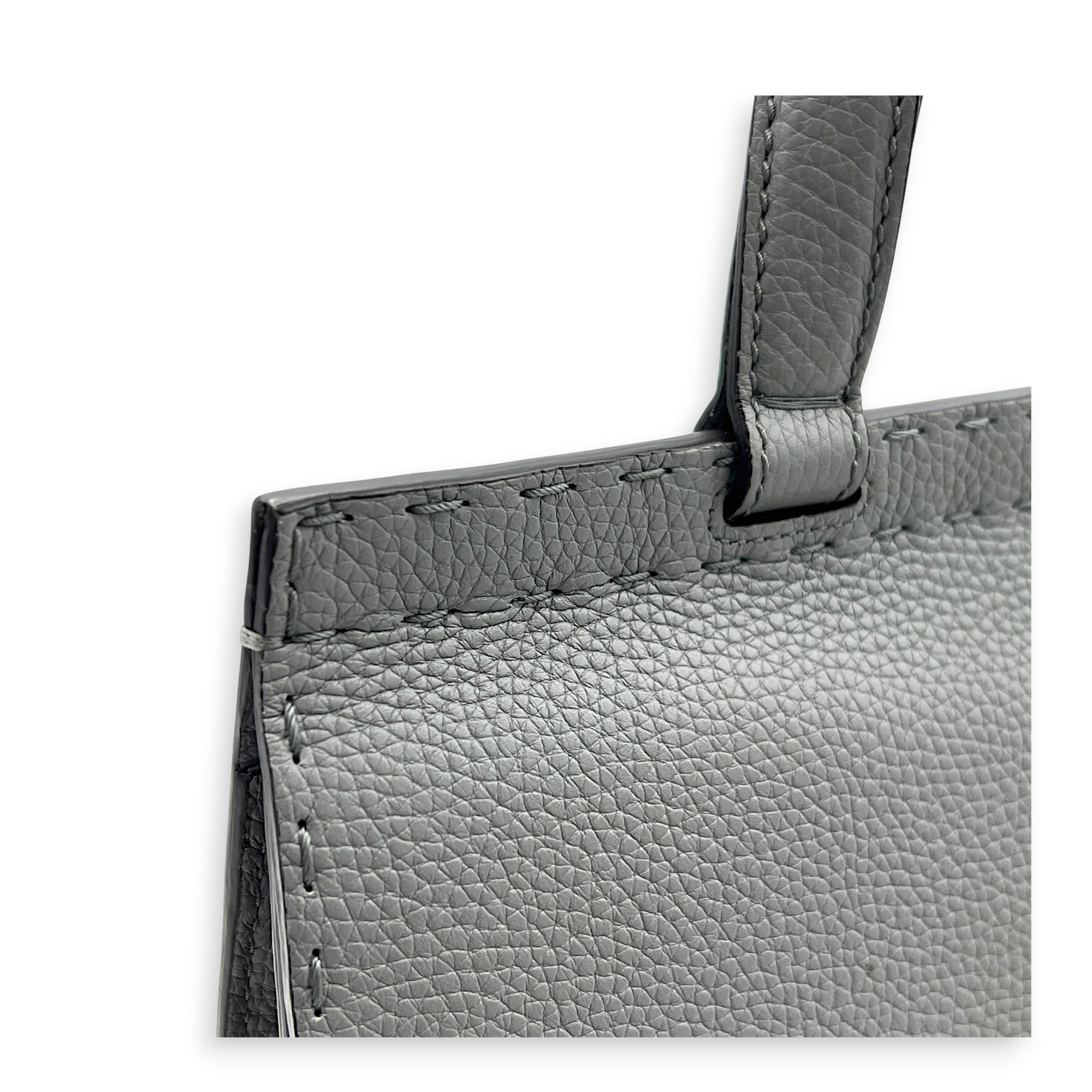 GG Marmont Grey Top Handle Bag in Calfskin, Gold hardware