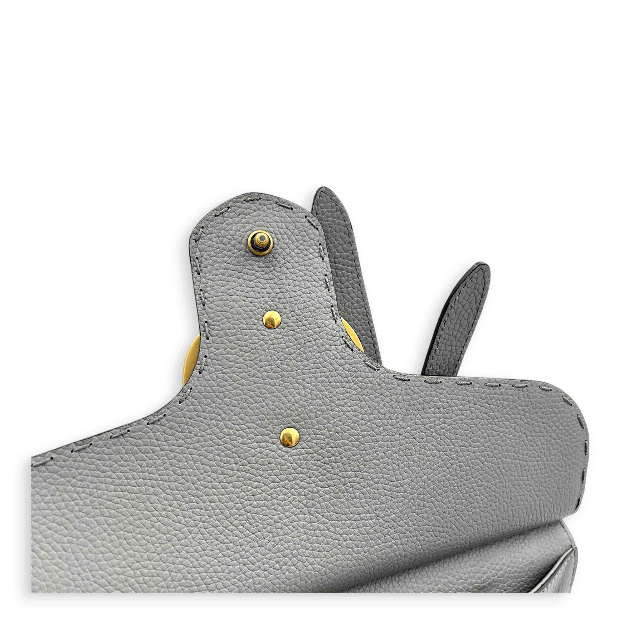 GG Marmont Grey Top Handle Bag in Calfskin, Gold hardware