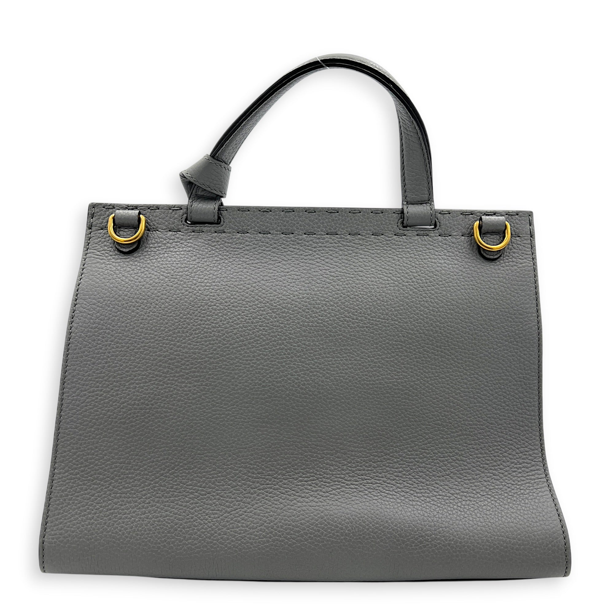 GG Marmont Grey Top Handle Bag in Calfskin, Gold hardware