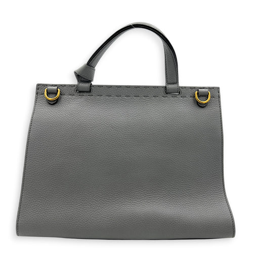 GG Marmont Grey Top Handle Bag in Calfskin, Gold hardware