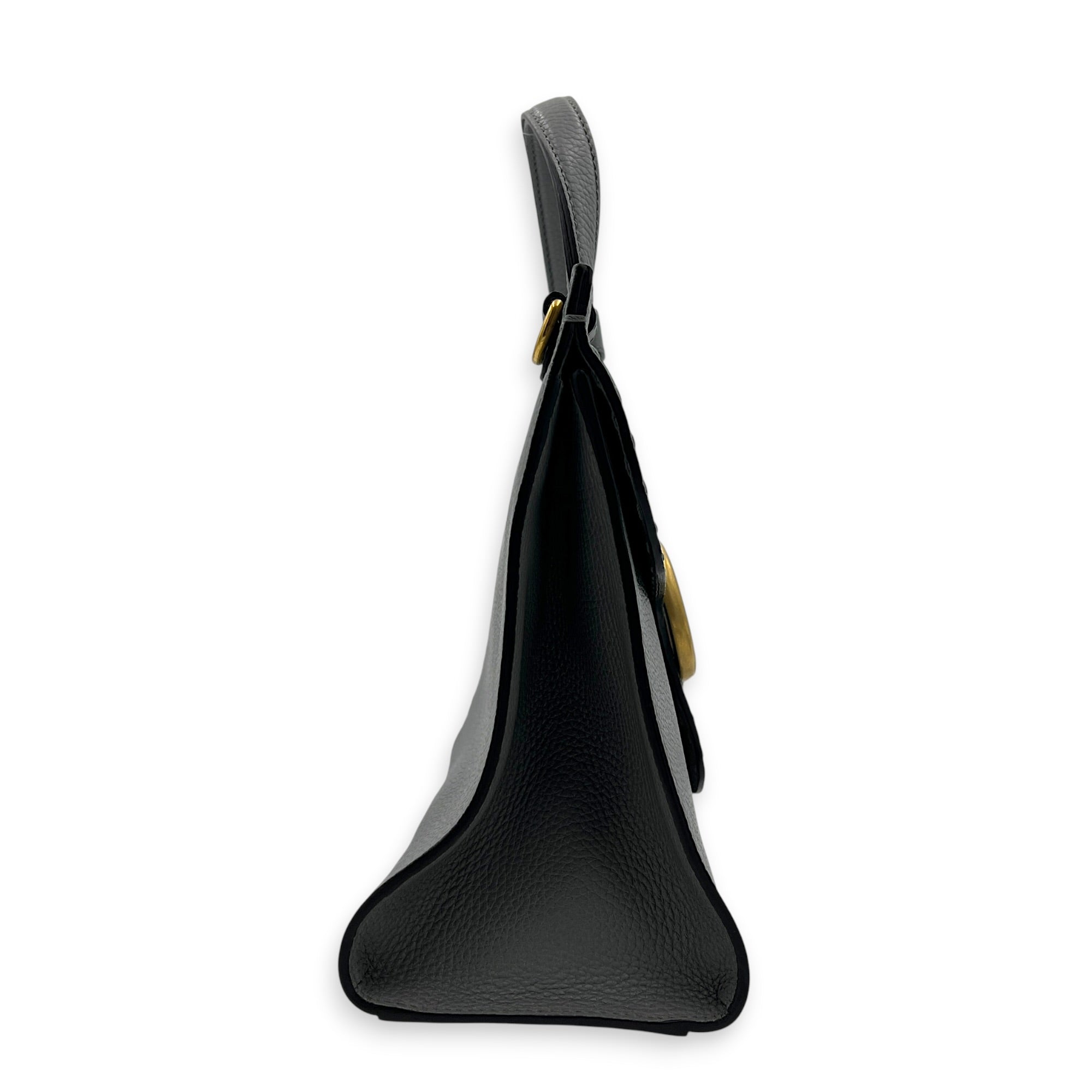 GG Marmont Grey Top Handle Bag in Calfskin, Gold hardware