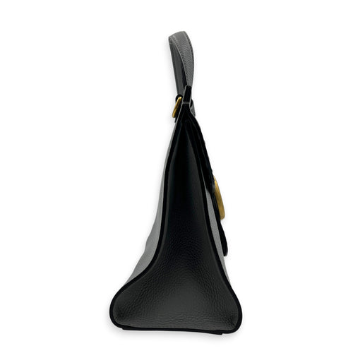 GG Marmont Grey Top Handle Bag in Calfskin, Gold hardware
