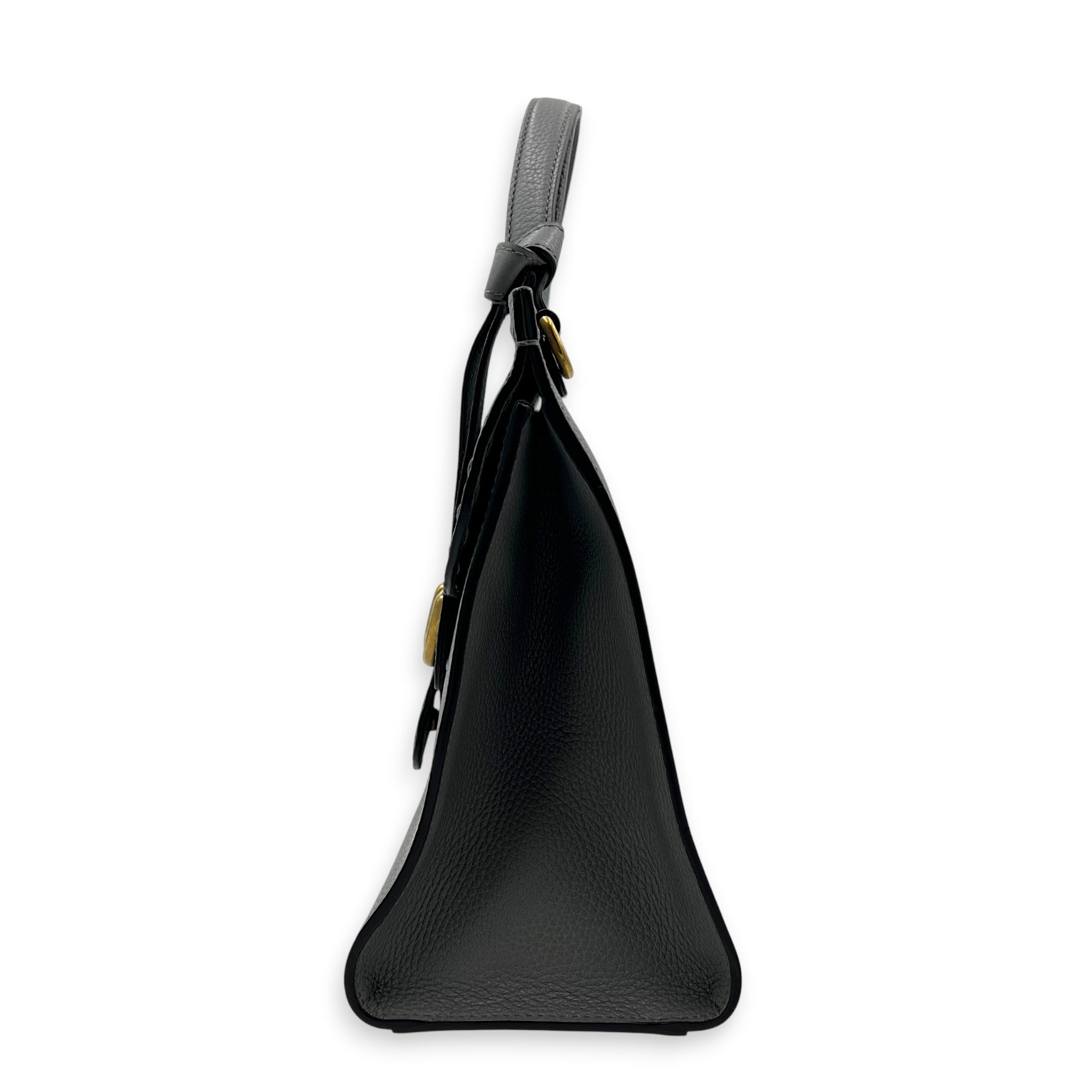 GG Marmont Grey Top Handle Bag in Calfskin, Gold hardware