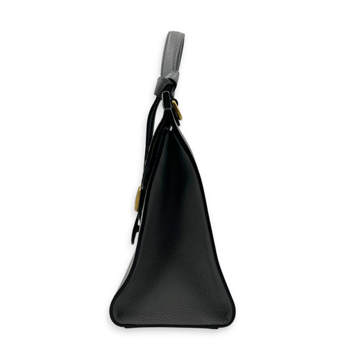 GG Marmont Grey Top Handle Bag in Calfskin, Gold hardware