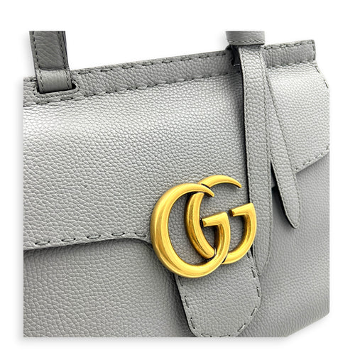 GG Marmont Grey Top Handle Bag in Calfskin, Gold hardware