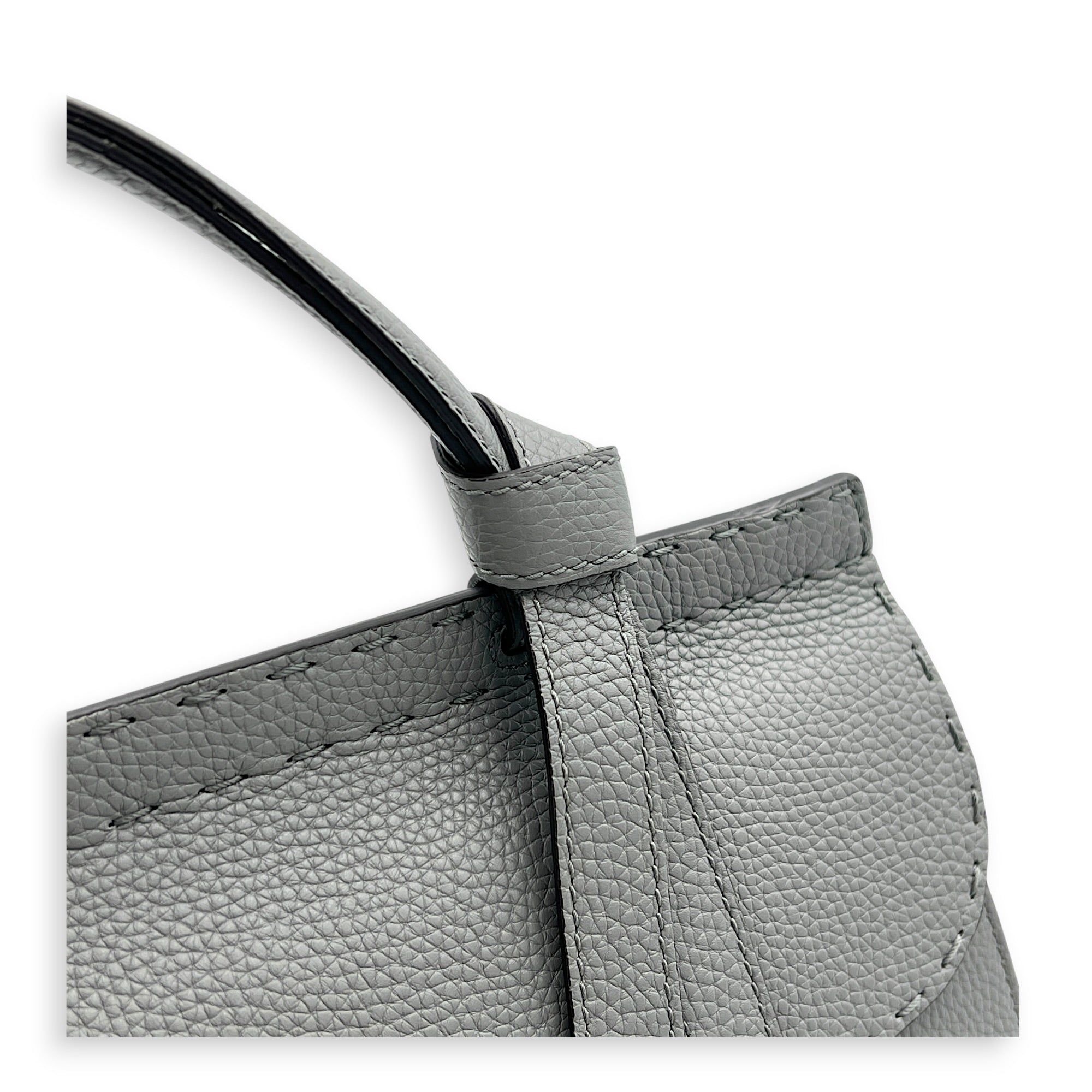 GG Marmont Grey Top Handle Bag in Calfskin, Gold hardware