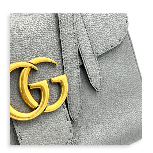 GG Marmont Grey Top Handle Bag in Calfskin, Gold hardware