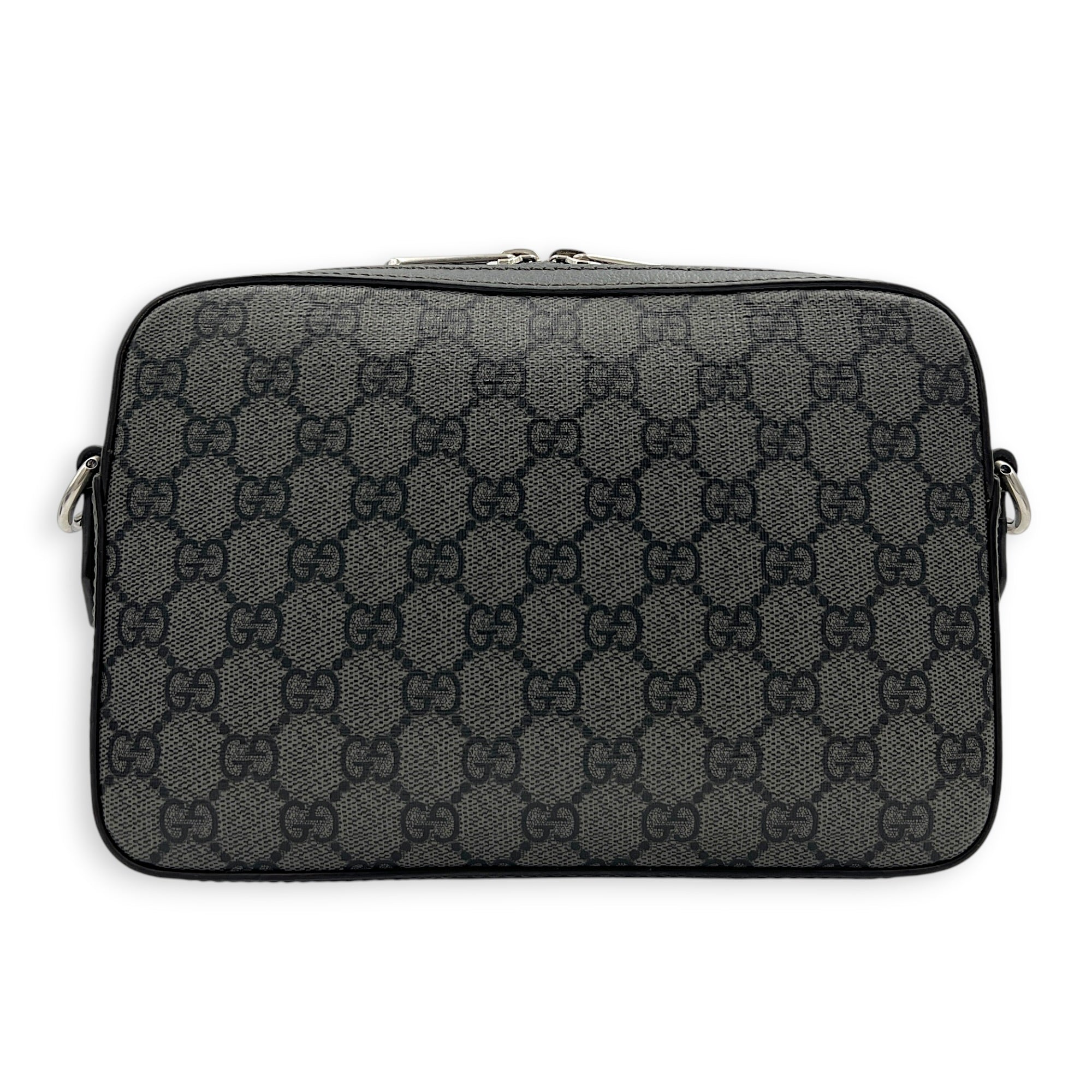 Ophidia Grey Crossbody Bag in Coated Canvas, Silver hardware