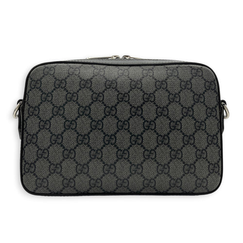 Ophidia Grey Crossbody Bag in Coated Canvas, Silver hardware