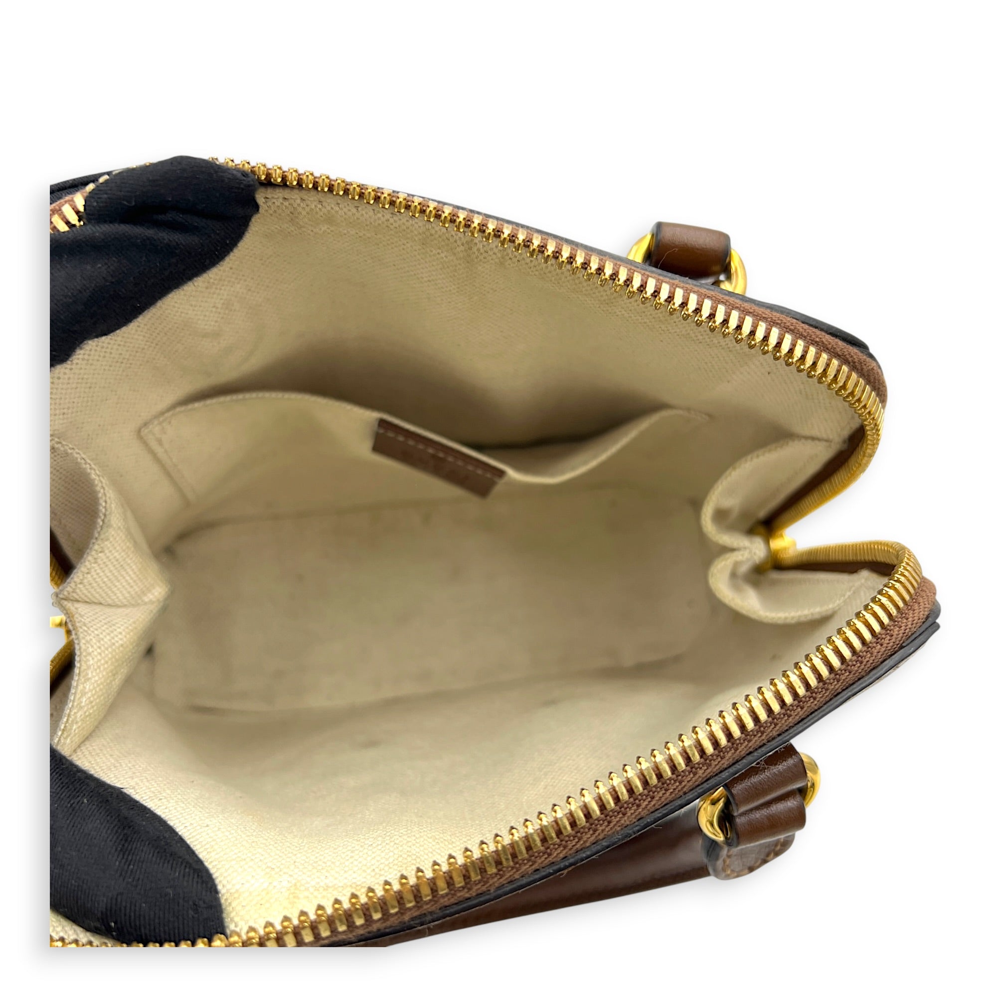 Horsebit 1955 Brown Top Handle Bag in Coated Canvas, Gold hardware