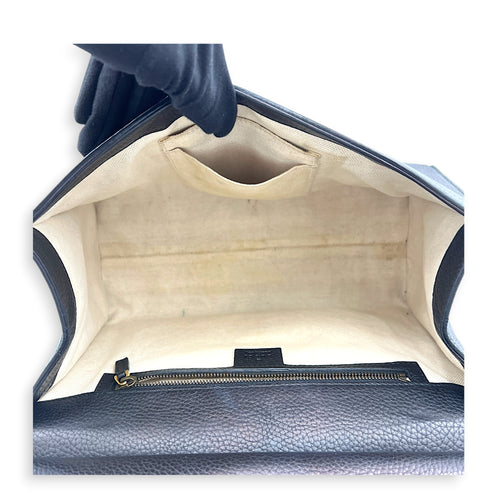 GG Marmont Black Top Handle Bag in Calfskin, Gold hardware