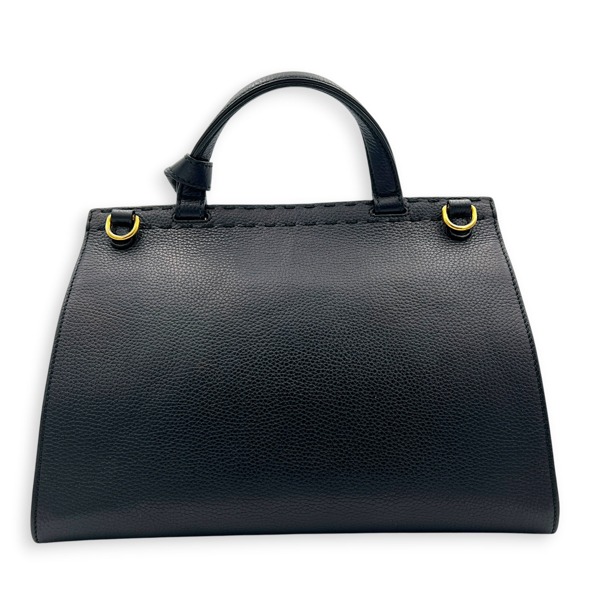 GG Marmont Black Top Handle Bag in Calfskin, Gold hardware