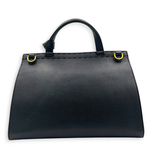 GG Marmont Black Top Handle Bag in Calfskin, Gold hardware