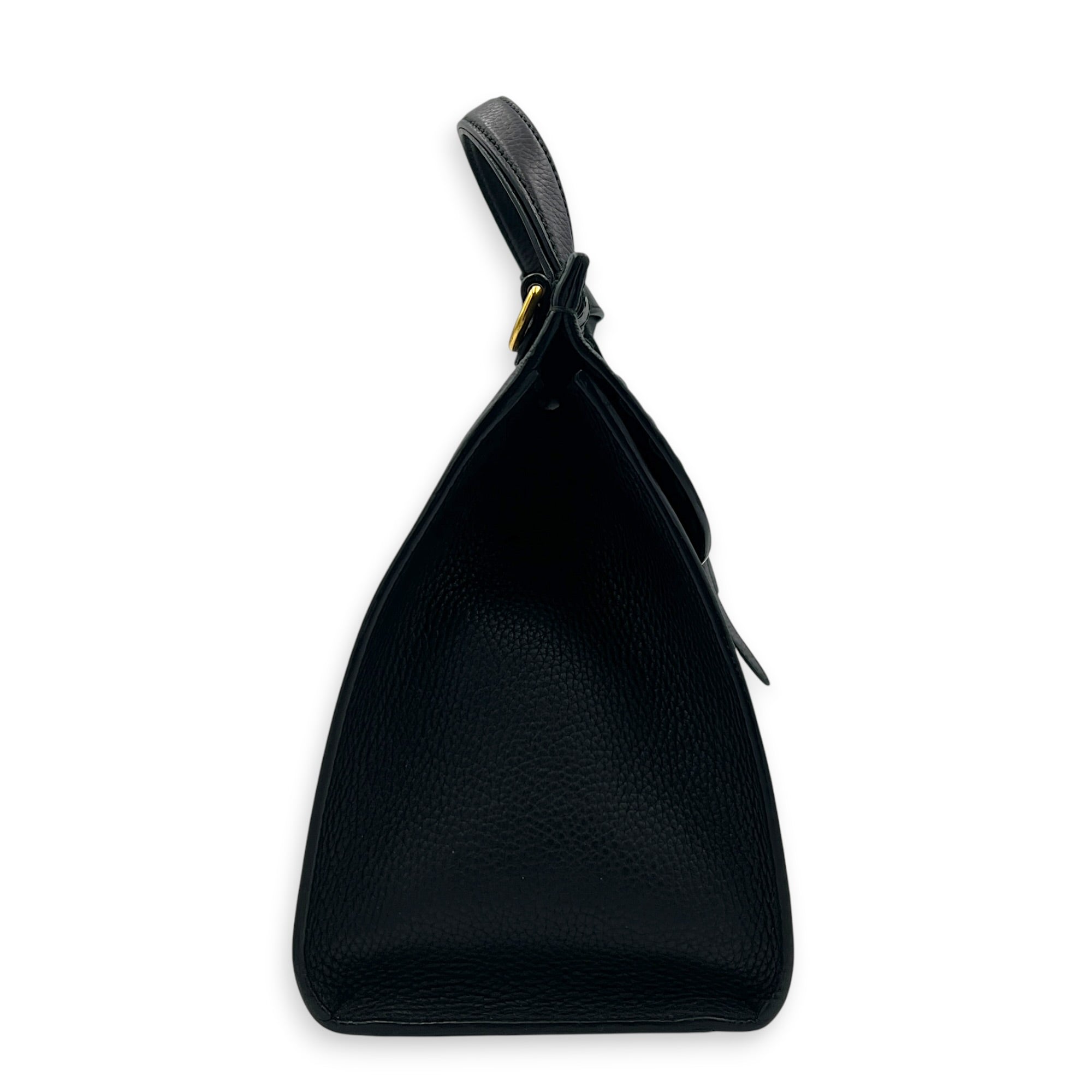 GG Marmont Black Top Handle Bag in Calfskin, Gold hardware