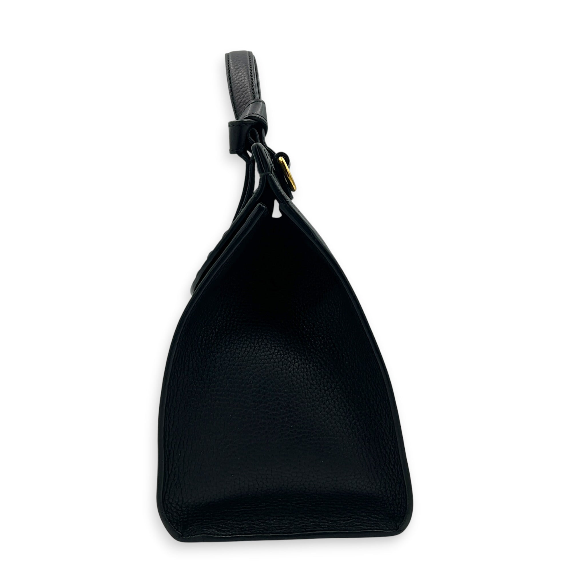 GG Marmont Black Top Handle Bag in Calfskin, Gold hardware
