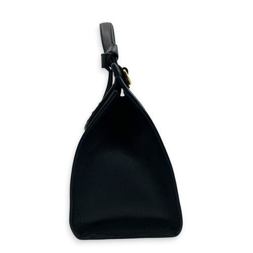 GG Marmont Black Top Handle Bag in Calfskin, Gold hardware