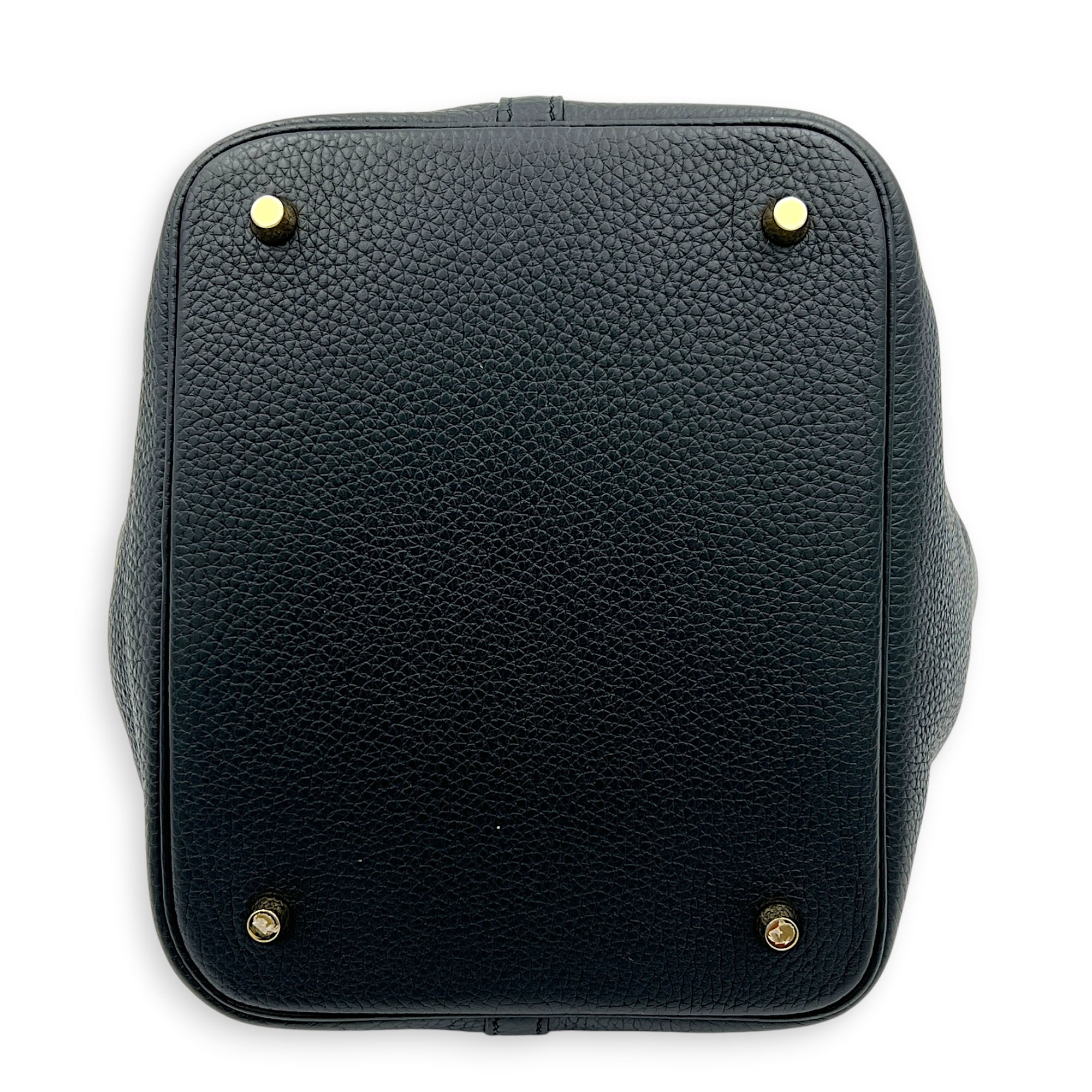Picotin 22 Black Top Handle Bag in Clemence, Gold hardware