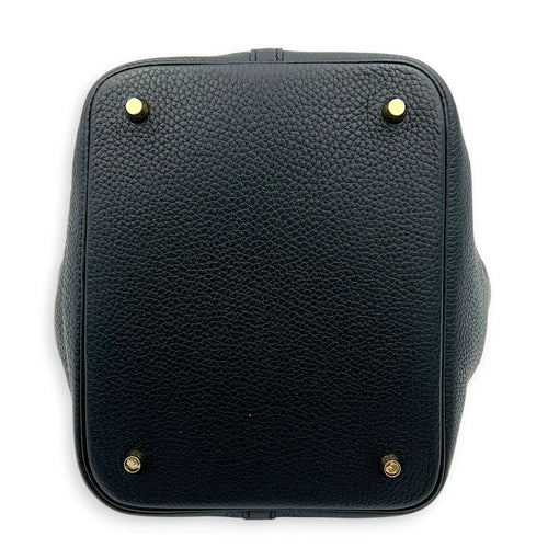 Picotin 22 Black Top Handle Bag in Clemence, Gold hardware