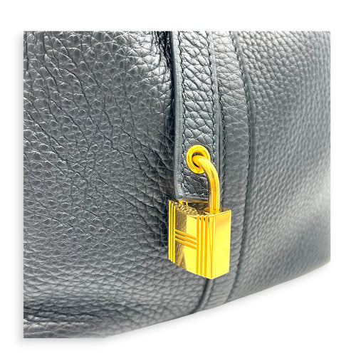 Picotin 22 Black Top Handle Bag in Clemence, Gold hardware