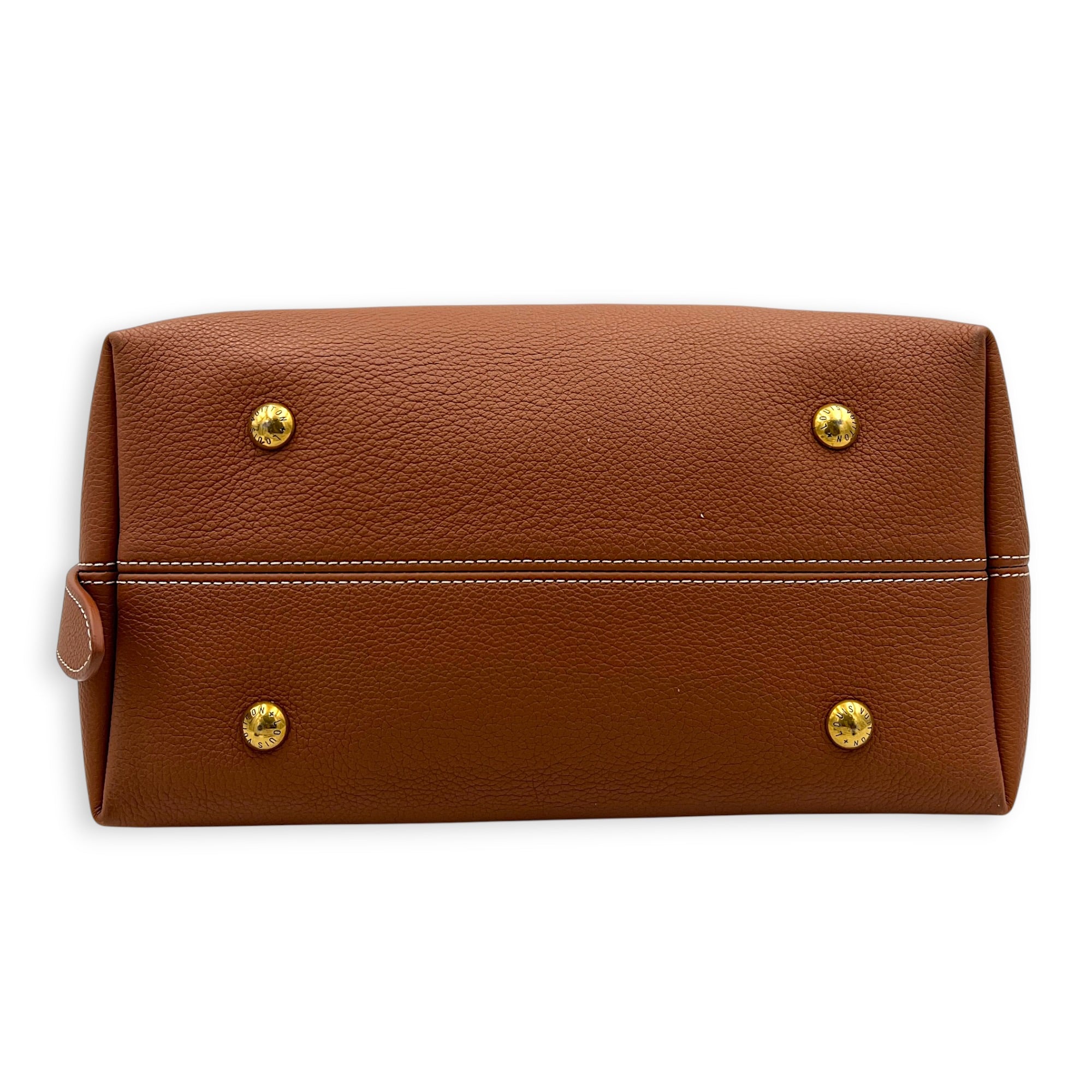 Low Key Hobo Brown Shoulder Bag in Taurillon Leather, Gold hardware