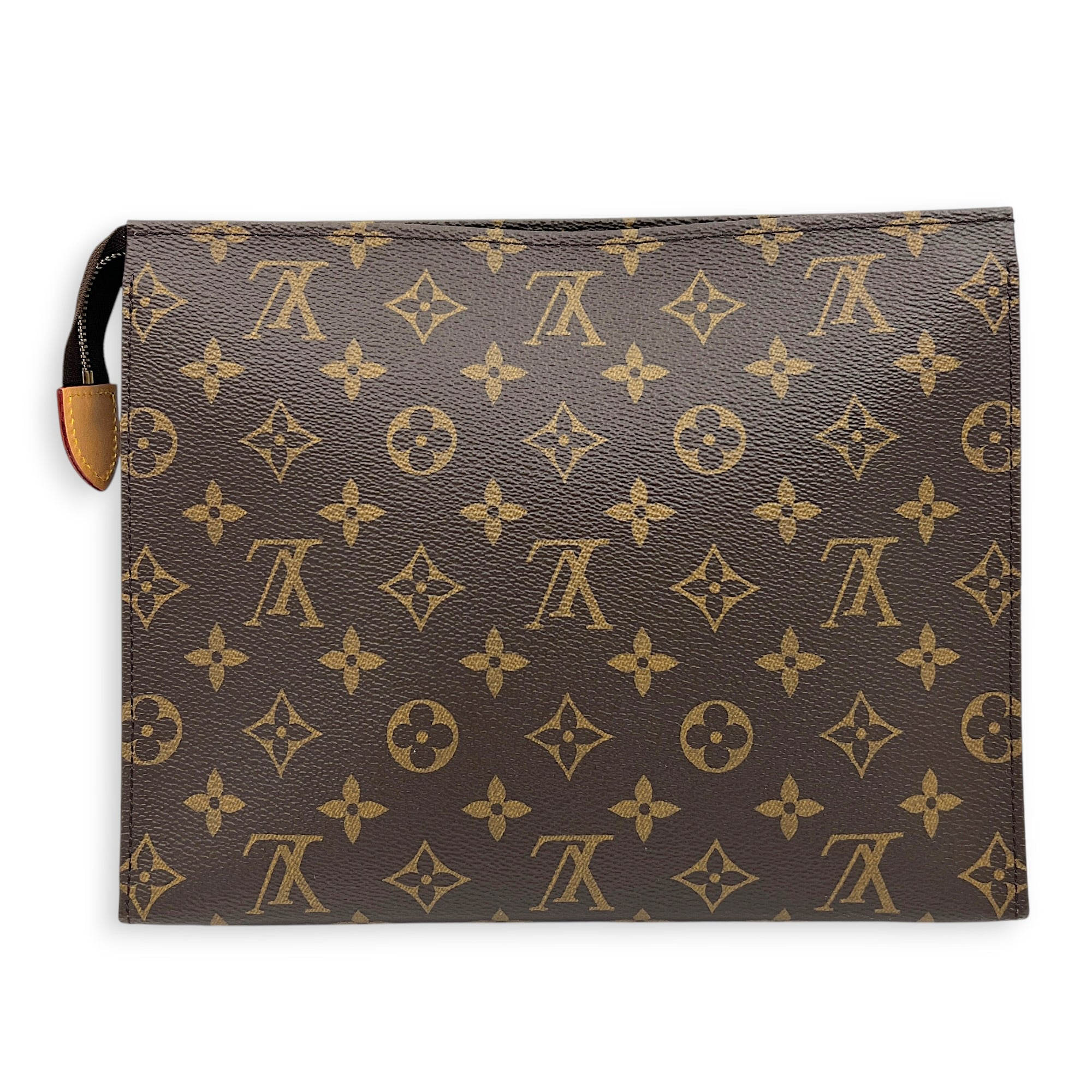 Pochette Toilette Brown Pouch in Monogram Coated Canvas, Gold hardware