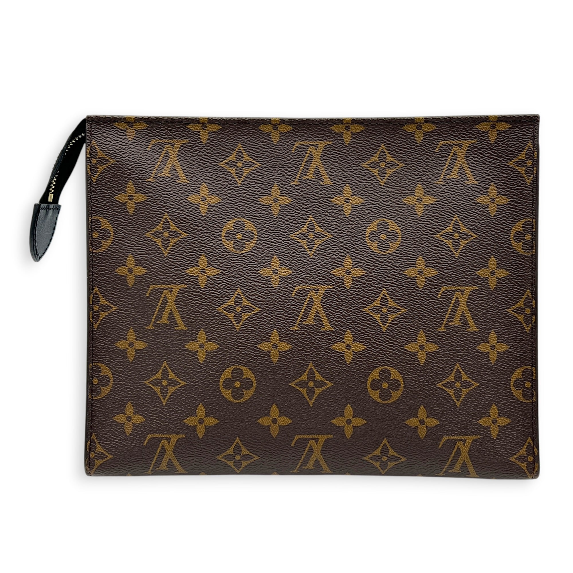 Pochette Toilette Brown Pouch in Monogram Coated Canvas, Gold hardware