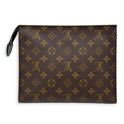Pochette Toilette Brown Pouch in Monogram Coated Canvas, Gold hardware
