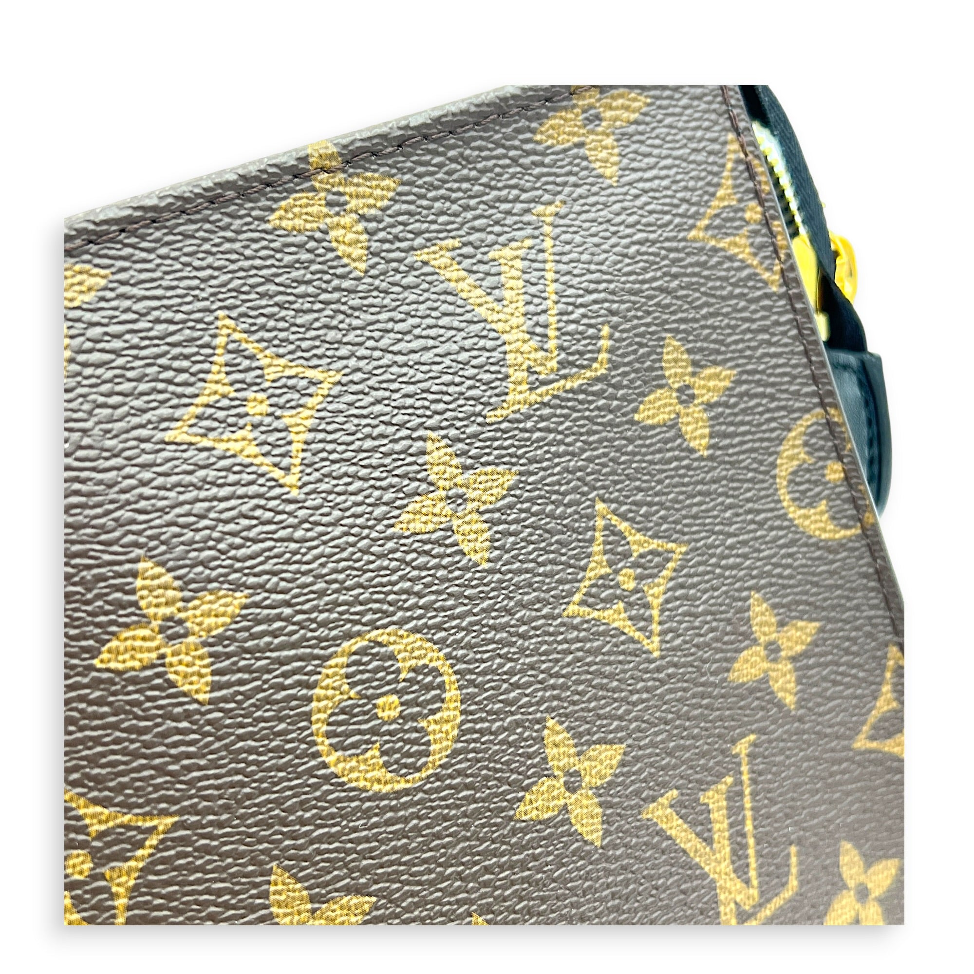 Pochette Toilette Brown Pouch in Monogram Coated Canvas, Gold hardware