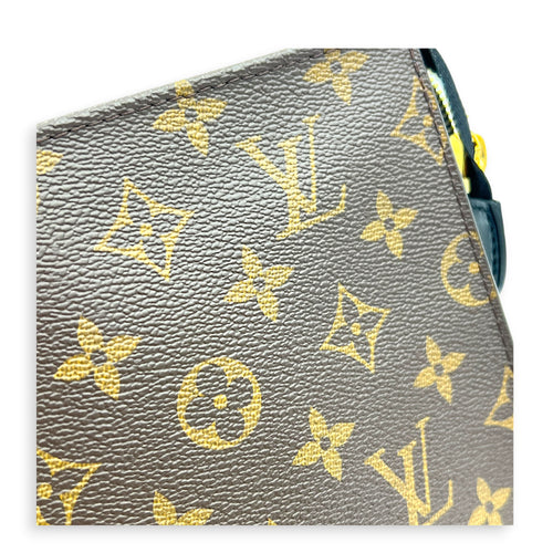 Pochette Toilette Brown Pouch in Monogram Coated Canvas, Gold hardware