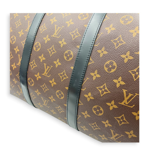 Keepall 55 Brown Top Handle Bag in Monogram Coated Canvas, Silver hardware