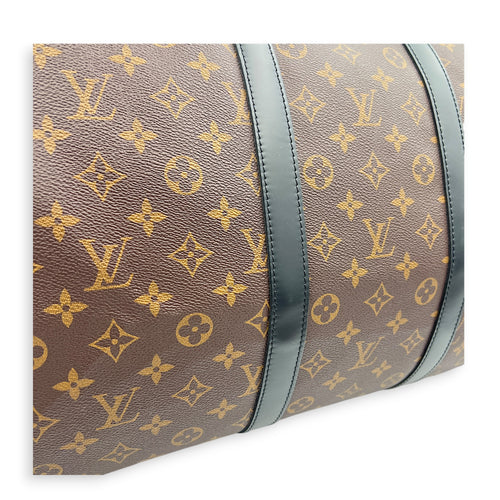 Keepall 55 Brown Top Handle Bag in Monogram Coated Canvas, Silver hardware