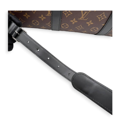 Keepall 55 Brown Top Handle Bag in Monogram Coated Canvas, Silver hardware