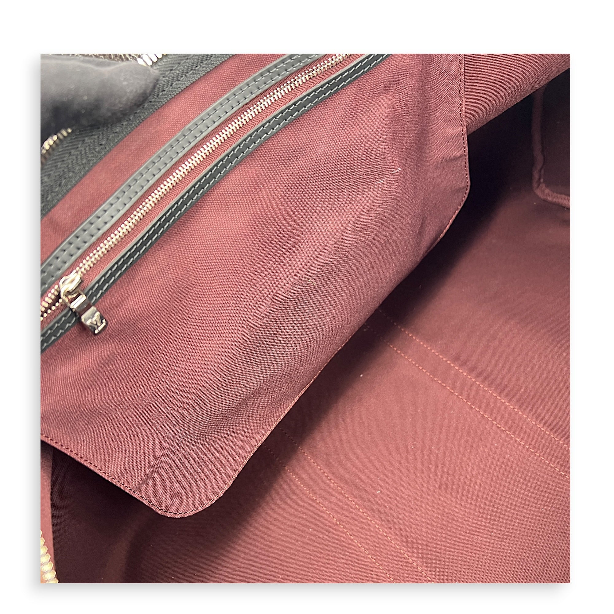 Keepall 55 Brown Top Handle Bag in Monogram Coated Canvas, Silver hardware