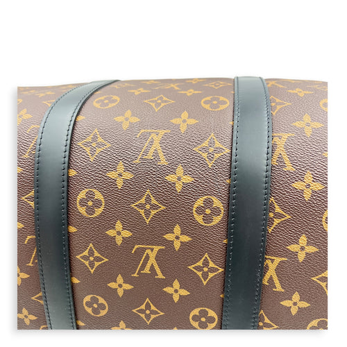 Keepall 55 Brown Top Handle Bag in Monogram Coated Canvas, Silver hardware