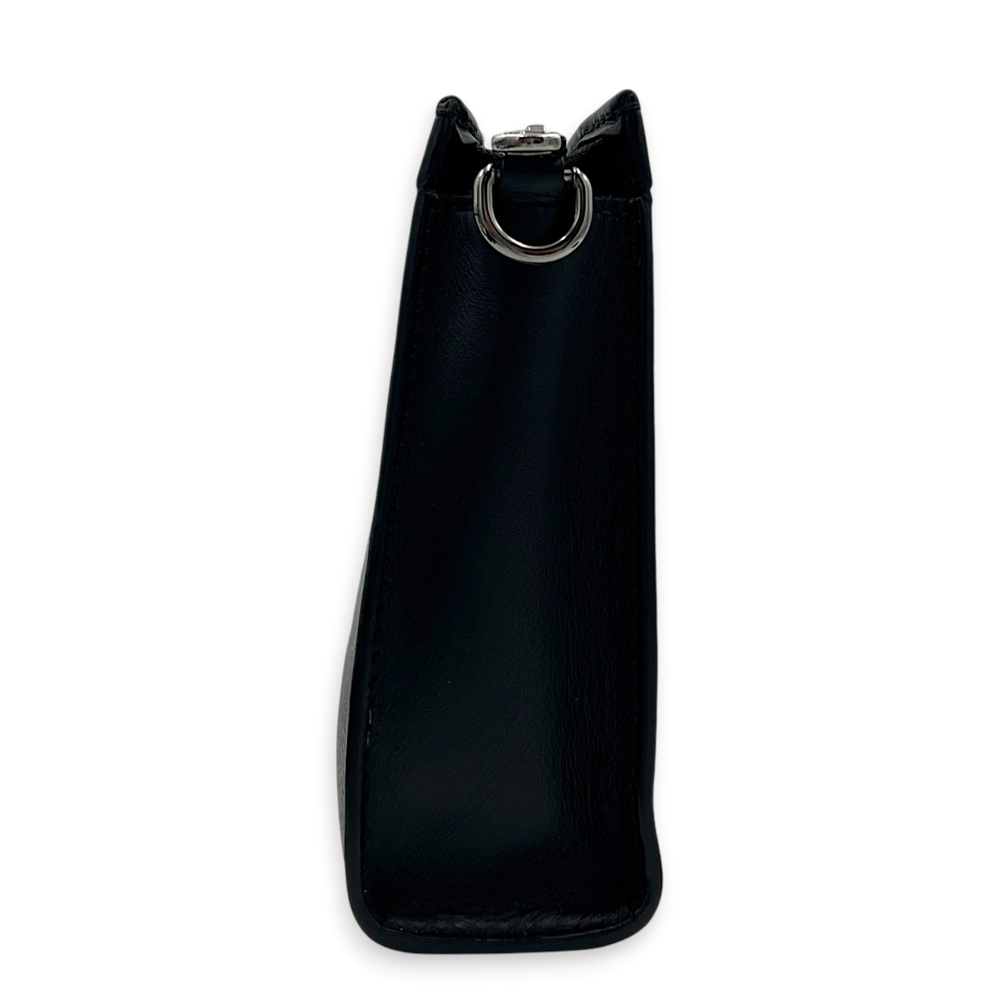 Gaston Black Crossbody Bag in Coated Canvas, Silver hardware