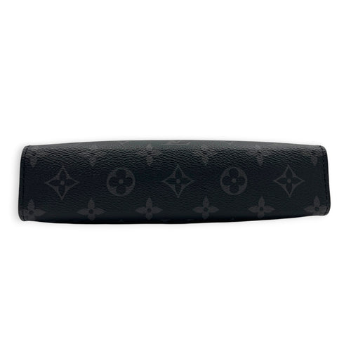 Gaston Black Crossbody Bag in Coated Canvas, Silver hardware