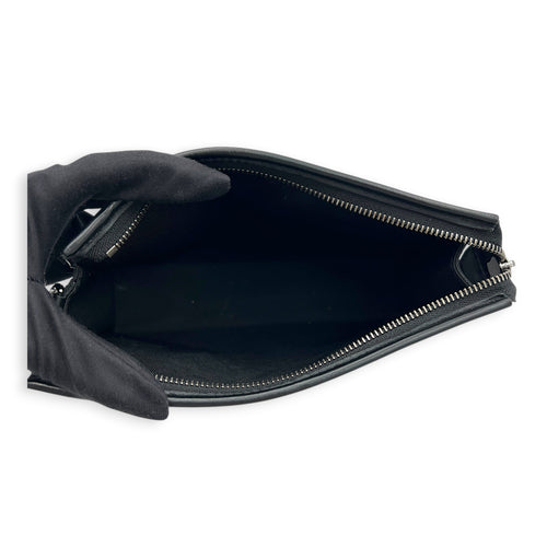 Gaston Black Crossbody Bag in Coated Canvas, Silver hardware