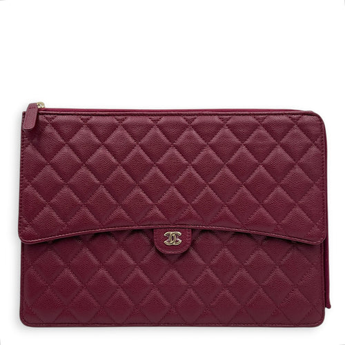 23K CC Pink Pouch in Caviar Leather, Gold hardware