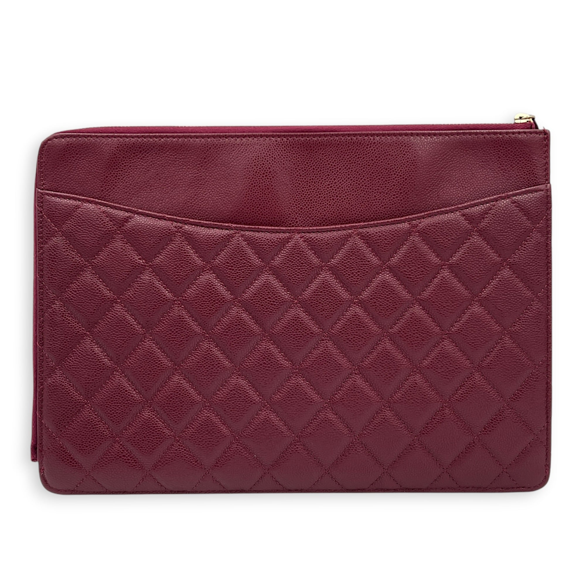 23K CC Pink Pouch in Caviar Leather, Gold hardware