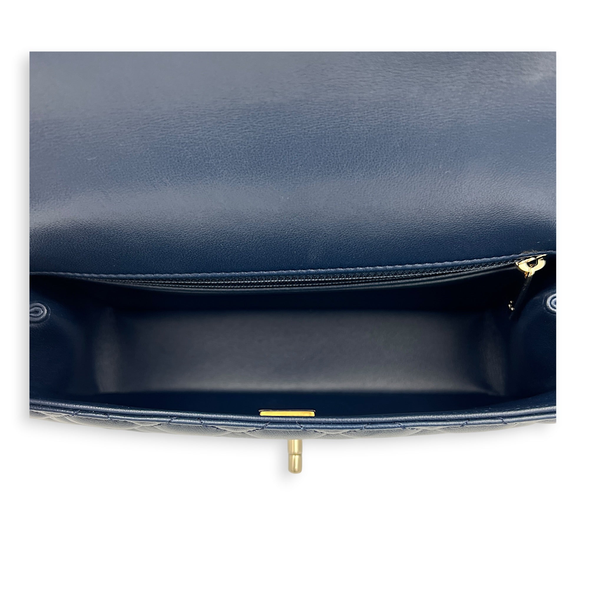 Classic 23A Crystal Blue Top Handle Bag in Lambskin, Gold hardware